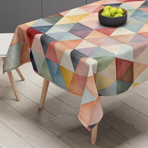 BRIDA® Polyester Spandex Stretchable Floral Geometric Printed Dining Chair Covers Elastic Chair Seat Case Protector, Slipcovers (6 Seater Table Cover + 6 Chair Cover, Multicolor Triangle) - Image 3