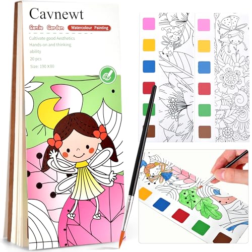 Cavnewt Watercolor Coloring Books for Kids Ages 4-8, Pocket Watercolor Painting Book Sets, Mess Free Paint with Water Books for Toddlers, Travel Activities Arts Party Birthday Gifts for Girls Boys - Image 1