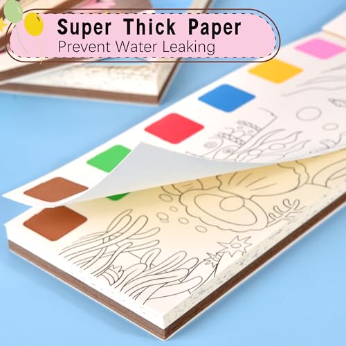 Cavnewt Watercolor Coloring Books for Kids Ages 4-8, Pocket Watercolor Painting Book Sets, Mess Free Paint with Water Books for Toddlers, Travel Activities Arts Party Birthday Gifts for Girls Boys - Image 5