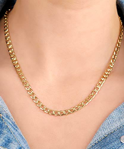 Barzel 18K Gold Plated Curb/Cuban Link Chain Necklace 2MM, 3MM, 4MM, 5MM For Women or Men - Made In Brazil (5MM Gold, 16 Inches) - Image 2