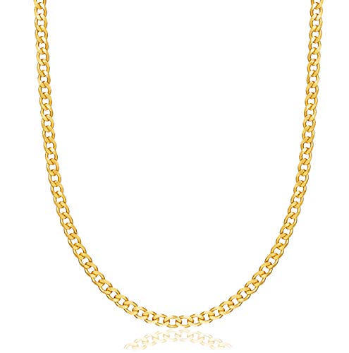 Barzel 18K Gold Plated Curb/Cuban Link Chain Necklace 2MM, 3MM, 4MM, 5MM For Women or Men - Made In Brazil (5MM Gold, 16 Inches) - Image 1
