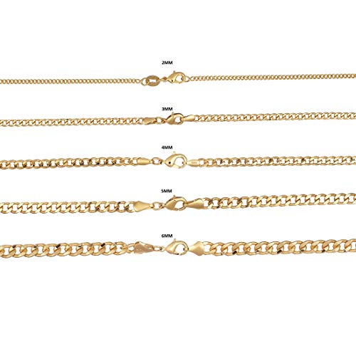 Barzel 18K Gold Plated Curb/Cuban Link Chain Necklace 2MM, 3MM, 4MM, 5MM For Women or Men - Made In Brazil (5MM Gold, 16 Inches) - Image 4