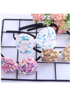 Excefore Alice Band Children Headbands For Girls Toddles Bow Tie With Glitter Sparkly Sequins Baby Girls Headbands, Multicolor, 6 Pieces  - Image 5