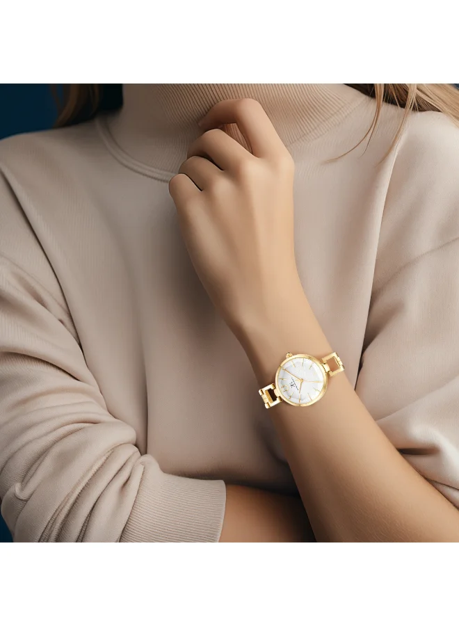 KENNETH SCOTT Women's Analog Display Watch With Gold Alloy Strap - K23514-GBGW