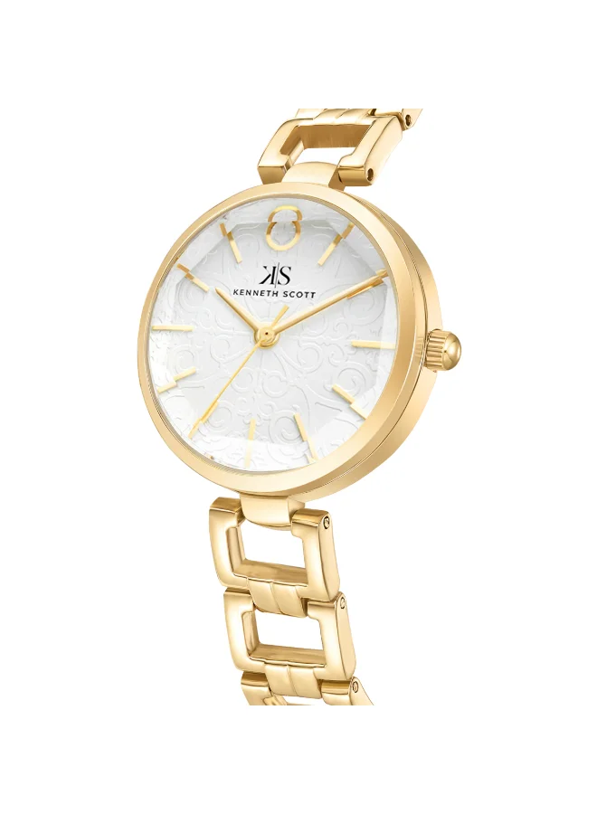 KENNETH SCOTT Women's Analog Display Watch With Gold Alloy Strap - K23514-GBGW