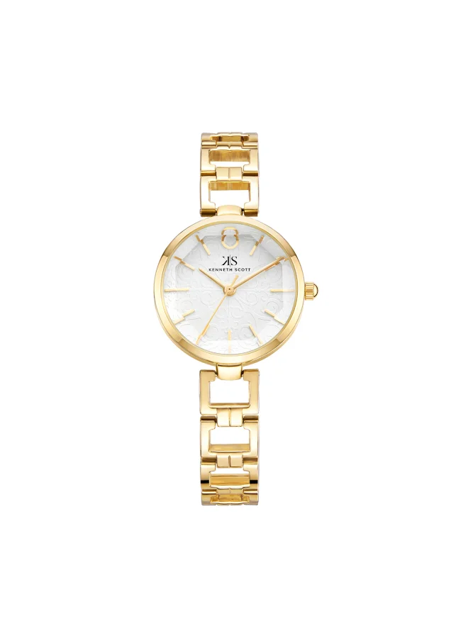 KENNETH SCOTT Women's Analog Display Watch With Gold Alloy Strap - K23514-GBGW
