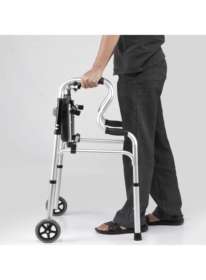 DubaiGallery Foldable Elderly Walker Height Adjustable with Removable Wheels & Bath Seat Bathroom Chair Trolley for Patients and Disabled - Image 1