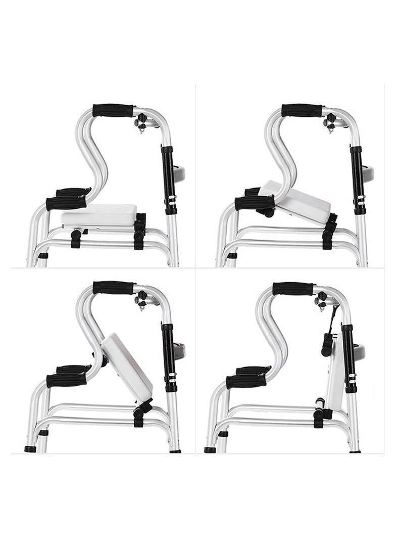DubaiGallery Foldable Elderly Walker Height Adjustable with Removable Wheels & Bath Seat Bathroom Chair Trolley for Patients and Disabled - Image 3