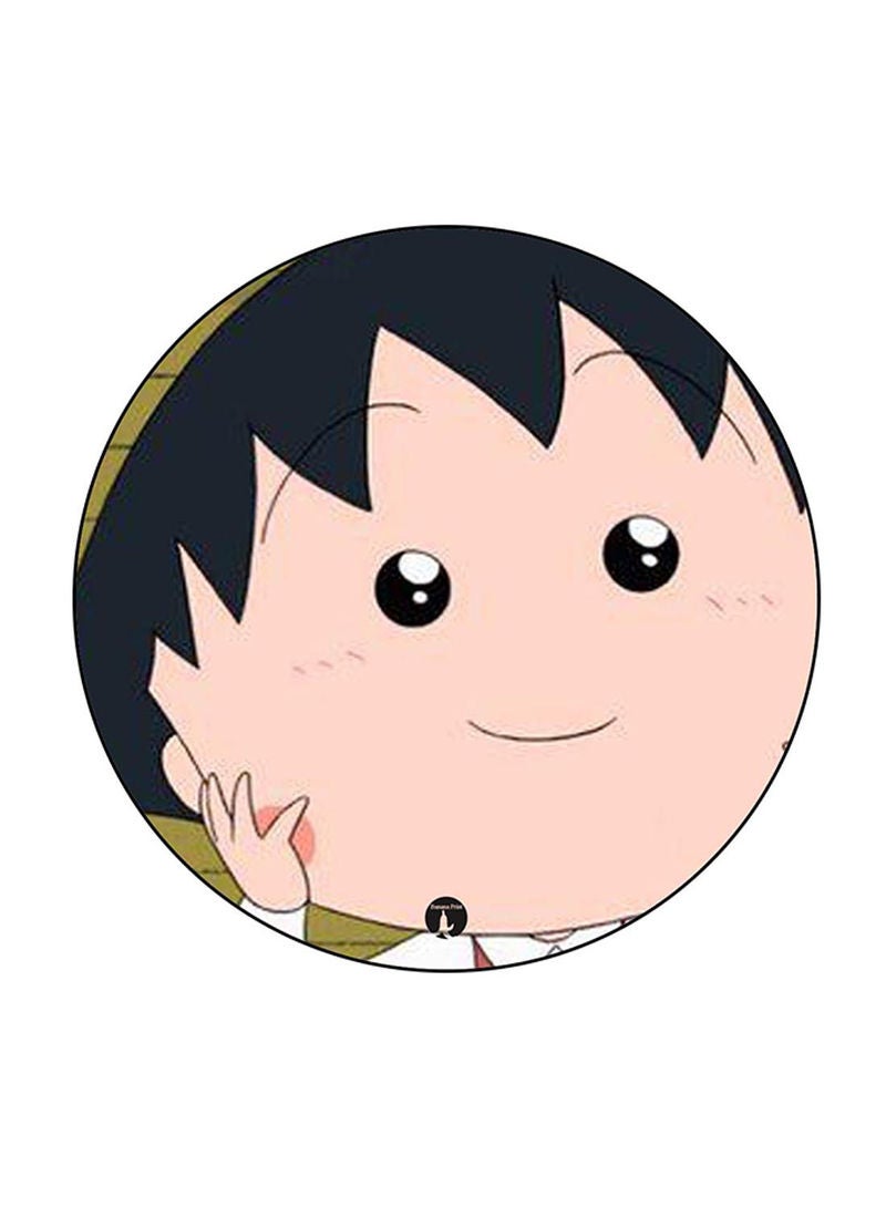 Anime Chibi Maruko Chan Printed Mouse Pad Round  Multicolour