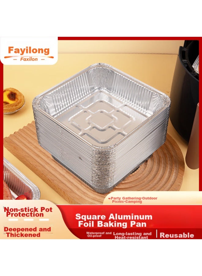 Faxilon Faxi Long Air Fryer Aluminum Foil Bowls And Plates, 15.8cm, 20 Pieces, Square Foil Trays, For Barbecue, Oven, And Meal Preparation - Image 1