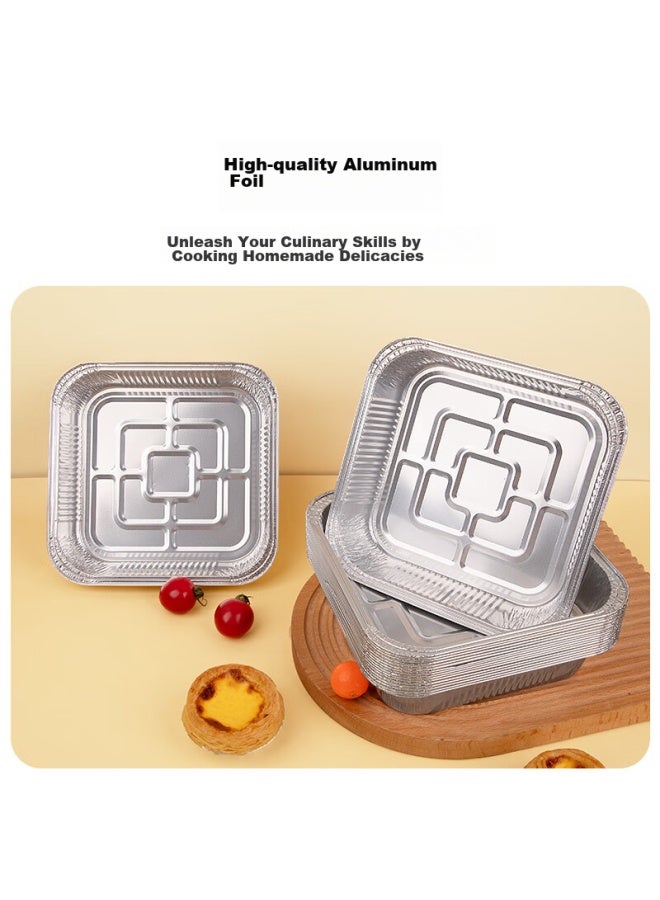 Faxilon Faxi Long Air Fryer Aluminum Foil Bowls And Plates, 15.8cm, 20 Pieces, Square Foil Trays, For Barbecue, Oven, And Meal Preparation - Image 3