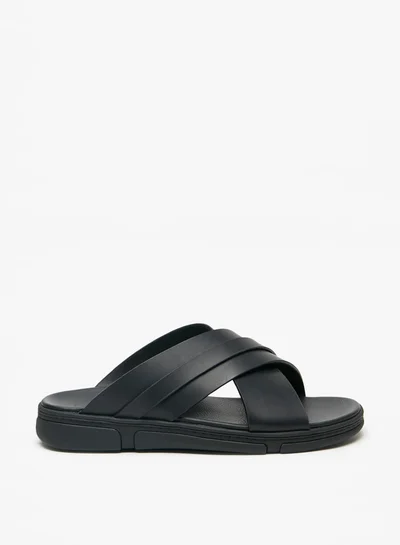 لو كونفورت Men's Cross Strap Slip-On Sandals