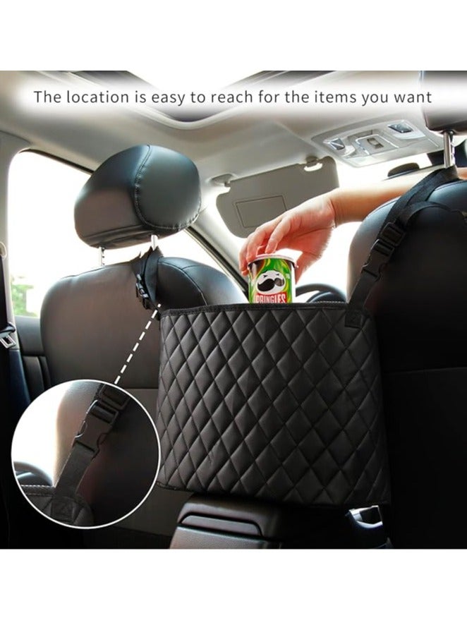 Arabest Car Net Pocket Handbag Holder, Purse Holder for Between Seats, Leather Seat Back Organizer Mesh Large Capacity Bag - Image 5