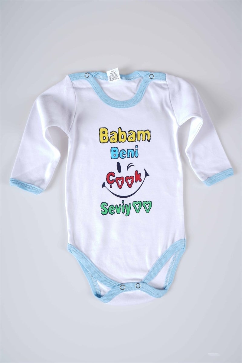 Miniko Kids New Season Daddy Loves Me So Much Written Baby Child Long Sleeve Cotton Bodysuit - Image 1