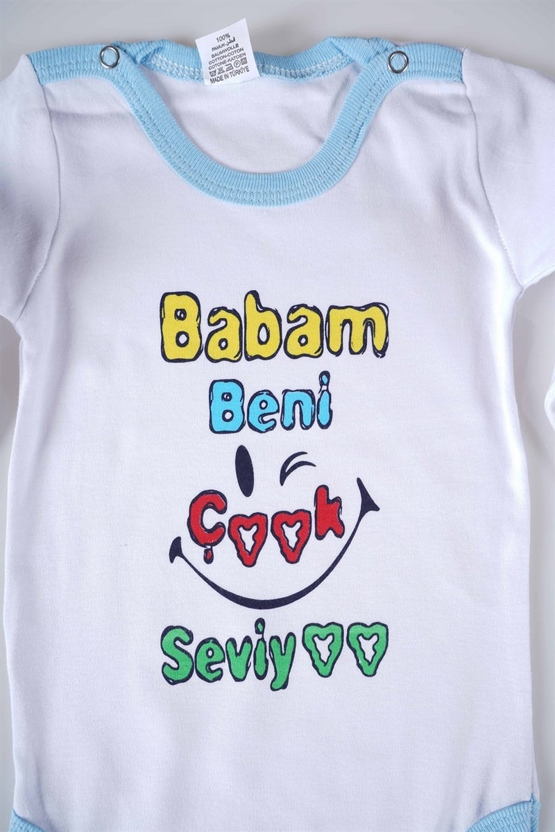 Miniko Kids New Season Daddy Loves Me So Much Written Baby Child Long Sleeve Cotton Bodysuit - Image 2