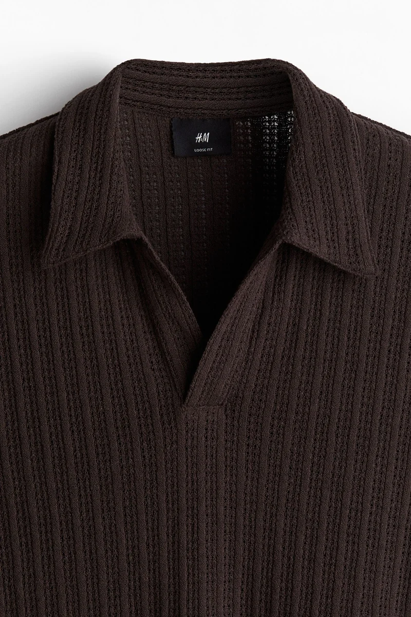 H&M Loose Fit Jacquard-Knit Polo Shirt
