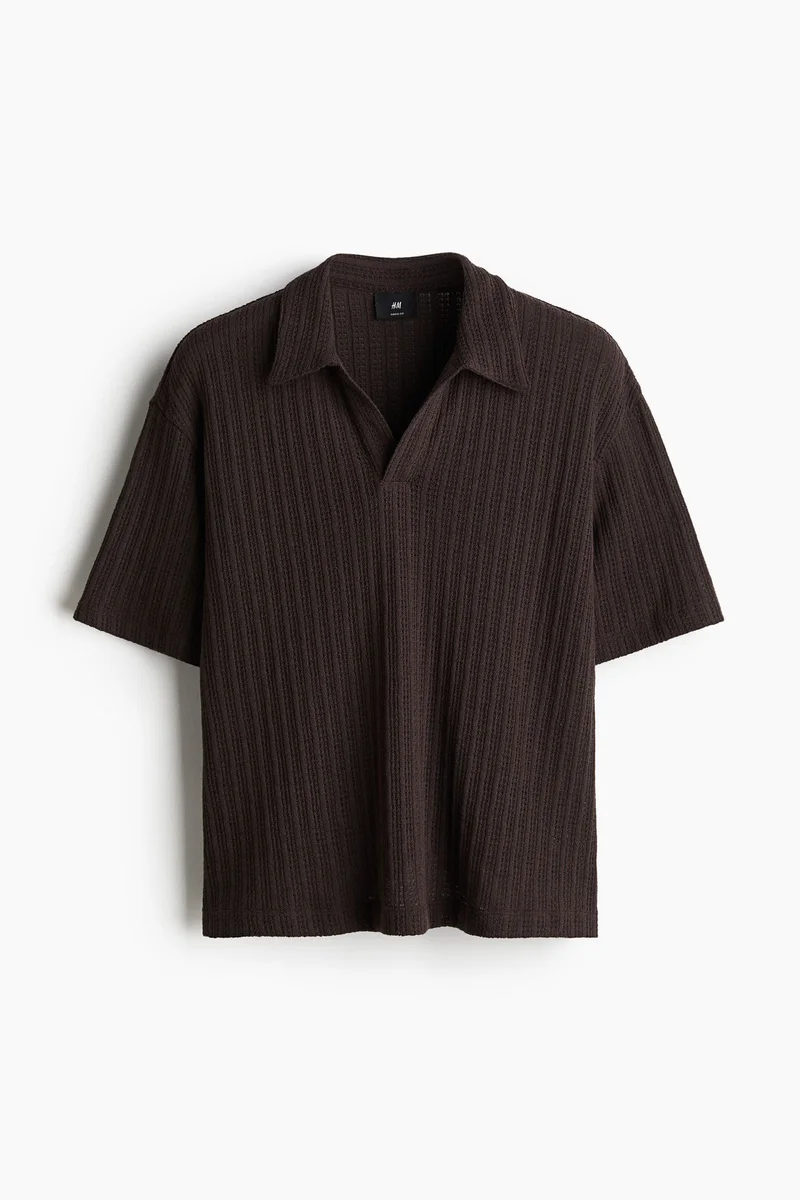 H&M Loose Fit Jacquard-Knit Polo Shirt