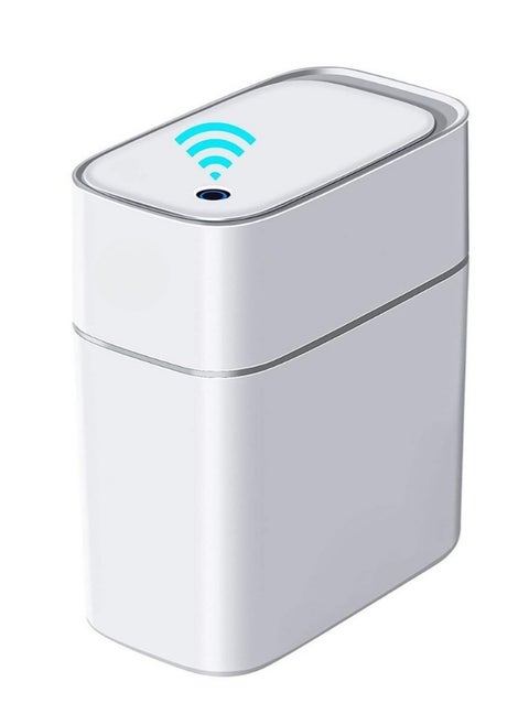 Touchless Motion Sensor Trash Can, 3.8 Gallon Slim Automatic Bin with Vacuum Suction, Quiet‑Close Lid & Odor Seal, Waterproof Hands‑Free Waste Container for Bathroom, Bedroom & Office - Dual Power via USB-C or AA Batteries