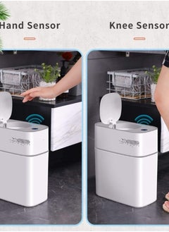 LL Touchless Motion Sensor Trash Can, 3.8 Gallon Slim Automatic Bin with Vacuum Suction, Quiet‑Close Lid & Odor Seal, Waterproof Hands‑Free Waste Container for Bathroom, Bedroom & Office - Dual Power via USB-C or AA Batteries  - Image 4