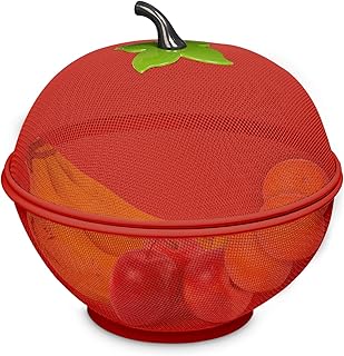 Trovety Apple-Shaped Fruit Basket - Metal Wire Mesh Holder & Strainer for Fruits & Vegetables - Large Protective - Image 1