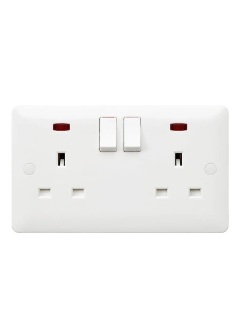 13A 2-Gang Switch Socket, Double Pole with Neon (7x14) | Safe & Durable