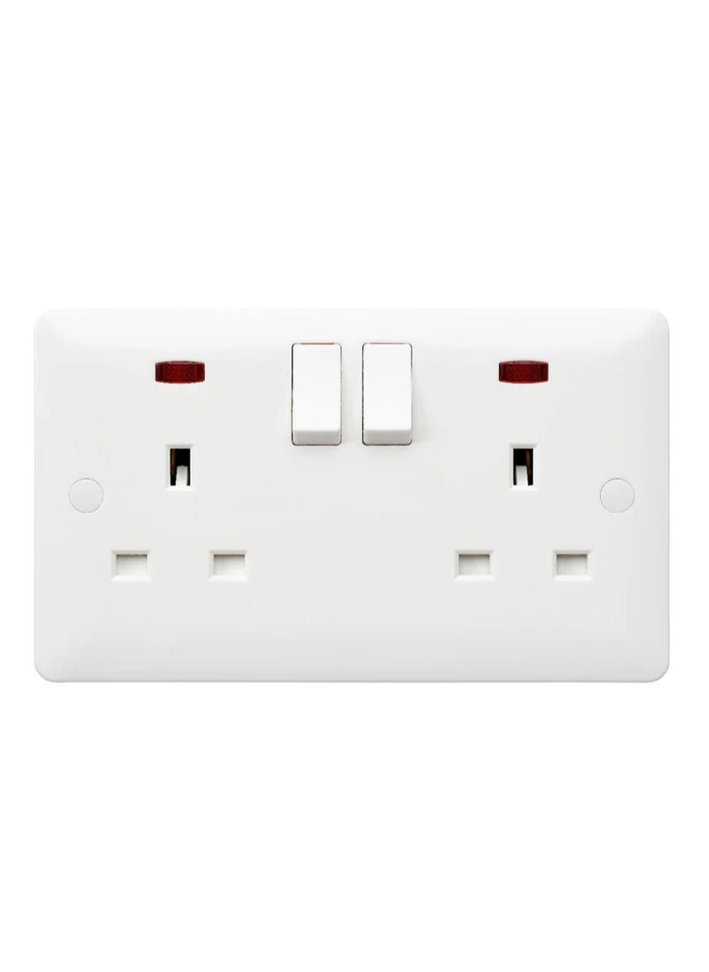 Generic 13A 2-Gang Switch Socket, Double Pole with Neon (7x14) | Safe & Durable  - Image 1