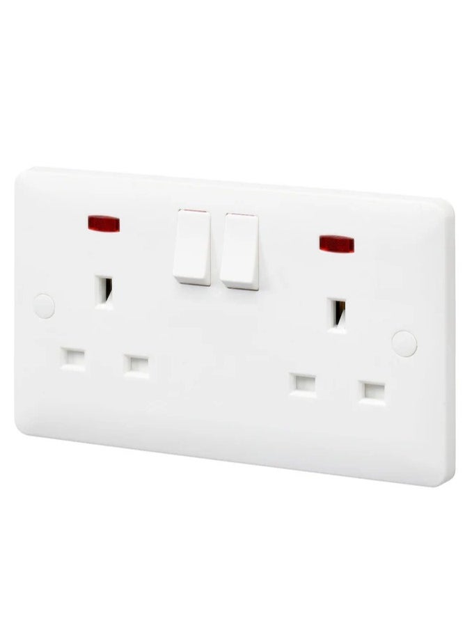 Generic 13A 2-Gang Switch Socket, Double Pole with Neon (7x14) | Safe & Durable  - Image 2