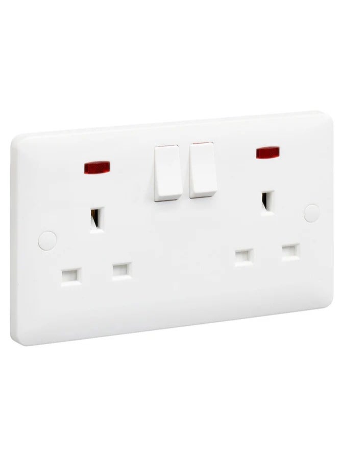 Generic 13A 2-Gang Switch Socket, Double Pole with Neon (7x14) | Safe & Durable  - Image 3