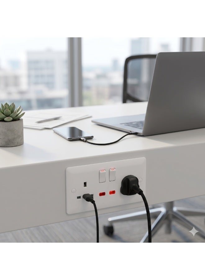 13A 2-Gang Switch Socket, Double Pole with Neon (7x14) | Safe & Durable - Image 3