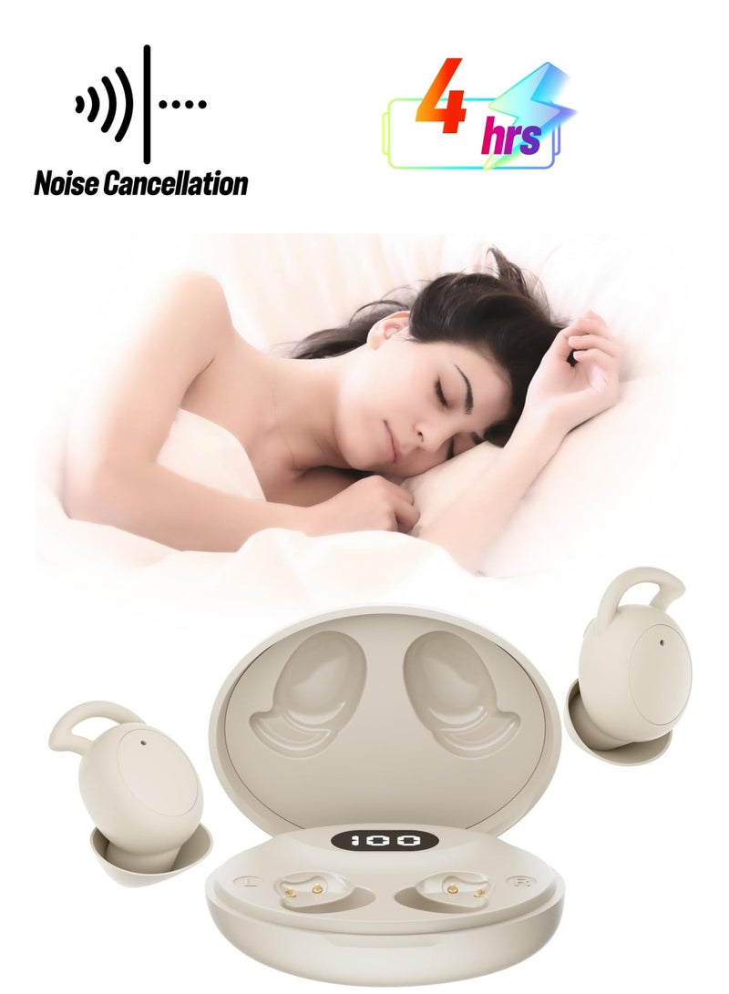 Captaintech Comfortable Sleep Earbuds for Side Sleepers, Noise Blocking and Cancelling Bluetooth Headphones for Restful Sleep, Tiny Design for Sports and Relaxation (Beige) - Image 1