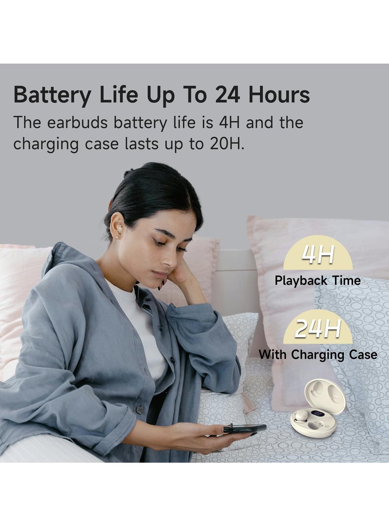 Captaintech Comfortable Sleep Earbuds for Side Sleepers, Noise Blocking and Cancelling Bluetooth Headphones for Restful Sleep, Tiny Design for Sports and Relaxation (Beige) - Image 5