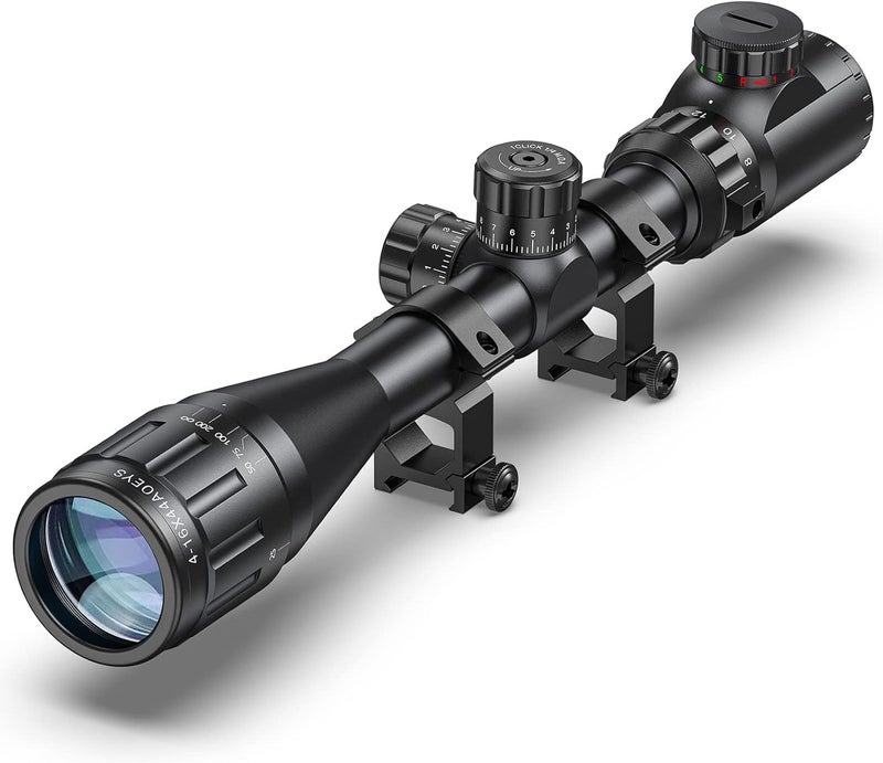CVLIFE 4-16x44 AO Rifle Scope Red and Green Illuminated Scope with Locking Turret Sunshade and Mount Included - Image 1