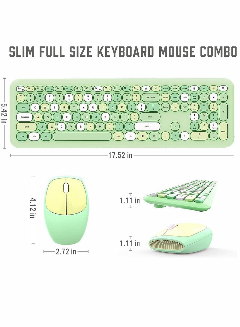 KASTWAVE Wireless Keyboard and Mouse Combo Cute multifunctional 110 Key Typewriter Retro Round Keycaps Keyboard Compatible with Android Windows PC and Tablet Prefer for Home and Office Keyboards (Green) - Image 2