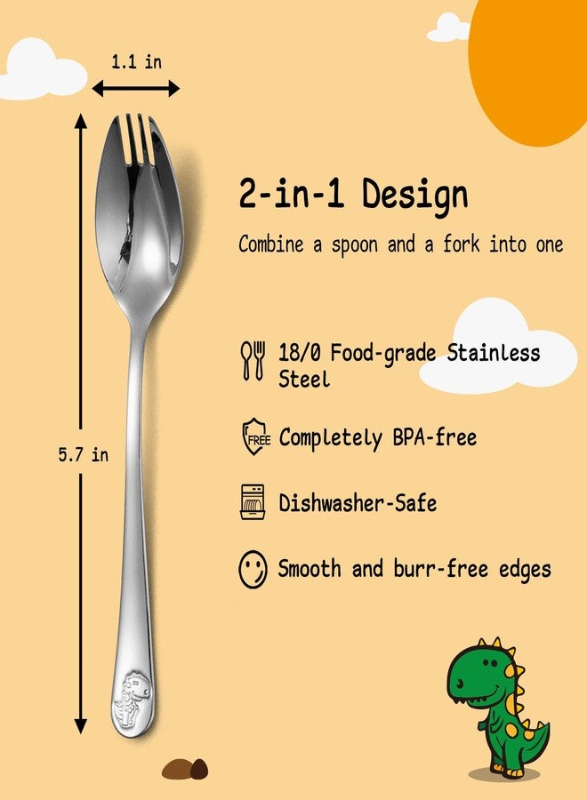 Alata Mini Sporks, 4-Pack Food-grade Stainless Steel Mini Sporks for Kids, 5.7 Inches Salad Forks For Dessert, Ice Cream, Salad, Soup, Noodle, Spaghetti, Dishwasher Safe - Image 4