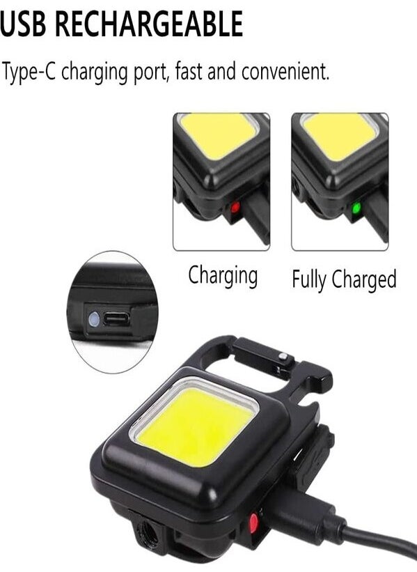 Rechargeable Mini Projector, Keychain, Camping Flashlight Mini Cob LED