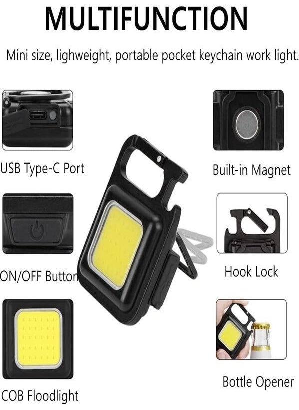 Rechargeable Mini Projector, Keychain, Camping Flashlight Mini Cob LED