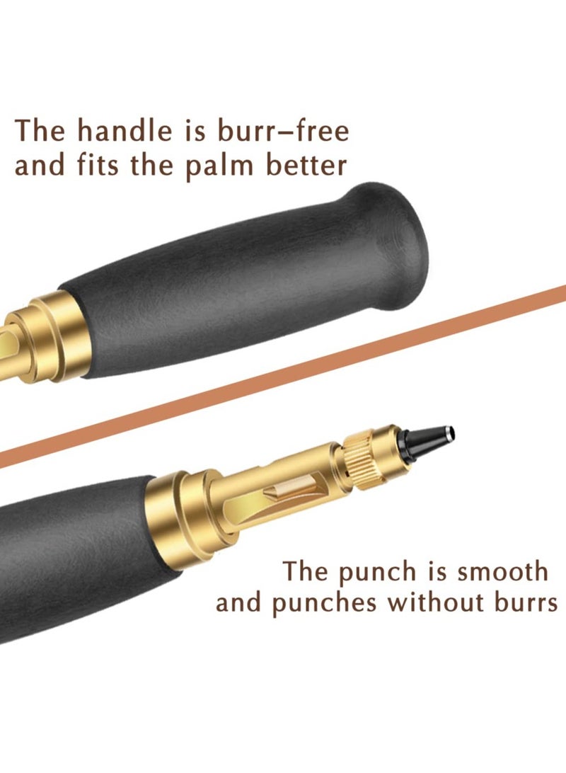 KASTWAVE Adjustable Screw Hole Punch Automatic Hole Punch Tool with Black Wooden Handle Bookbinding Tool Leather Hole Punch with 6 Tips Size 1.5mm/2mm/2.5mm/3mm/3.5mm/4mm - Image 3