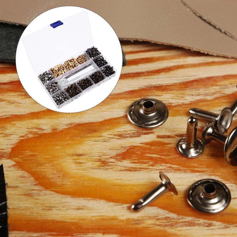 480pcs Double Cap Metal Leather Rivets Kit 4 Colors Sizes for Belt Bag Clothing Repair - Image 5