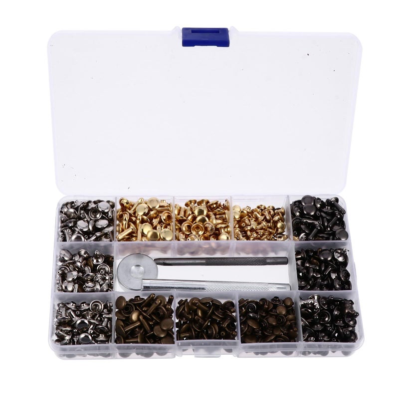 480pcs Double Cap Metal Leather Rivets Kit 4 Colors Sizes for Belt Bag Clothing Repair - Image 2