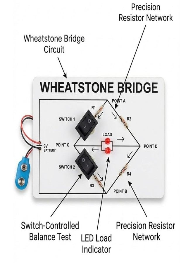 ESPtronics نموذج جسر ويتستون من إي إس بيترونيكس لمشروع العلوم الفيزيائية للصف الثاني عشر - مجموعة أدوات تعليمية في مجالات العلوم والتكنولوجيا والهندسة والرياضيات، تجربة عملية في الإلكترونيات - Image 3