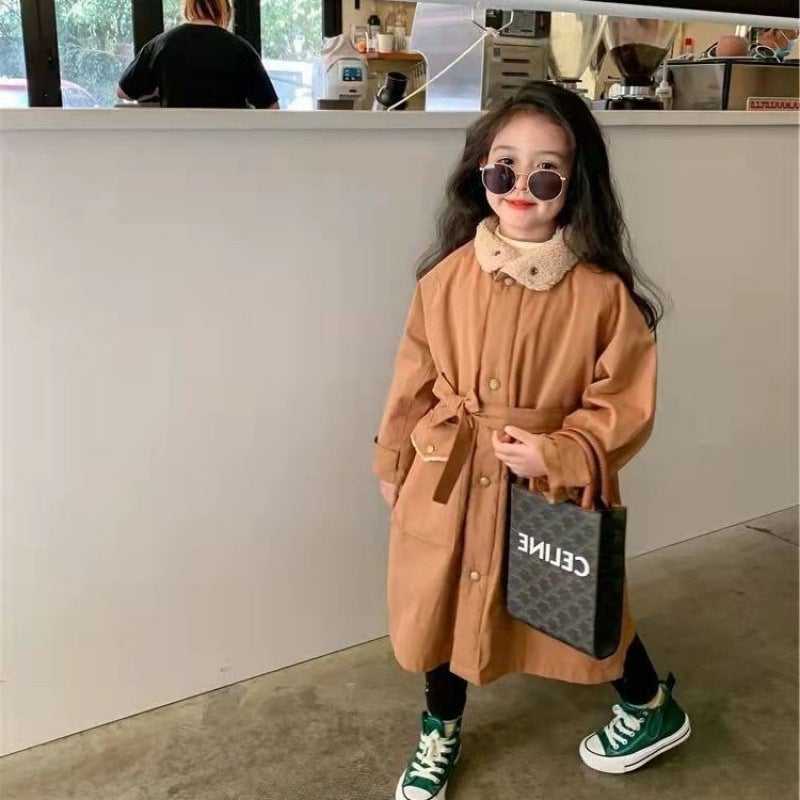Women'S Children'S Clothing Cotton-Padded Coat Coat Baby'S Western Style Children'S Personalized Trendy Brand Thickened Hong Kong Style Trenchcoat - Image 4