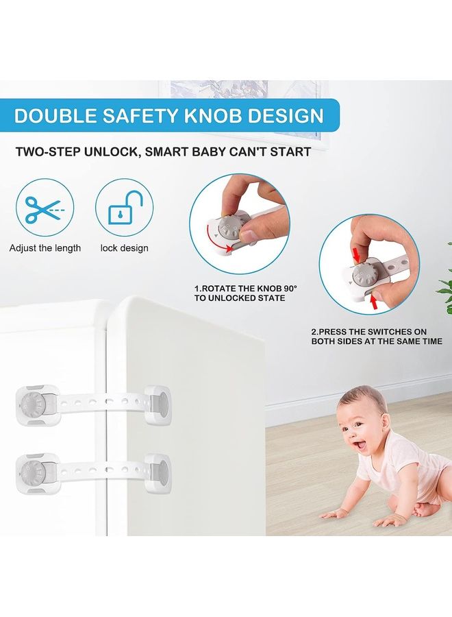 Captaintech Child Safety Lock Adjustable Double on Baby Anti-Clip Latch System For Cabinets Refrigerator Drawer - Image 2