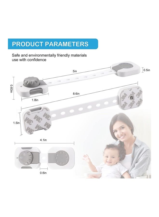 Captaintech Child Safety Lock Adjustable Double on Baby Anti-Clip Latch System For Cabinets Refrigerator Drawer - Image 3