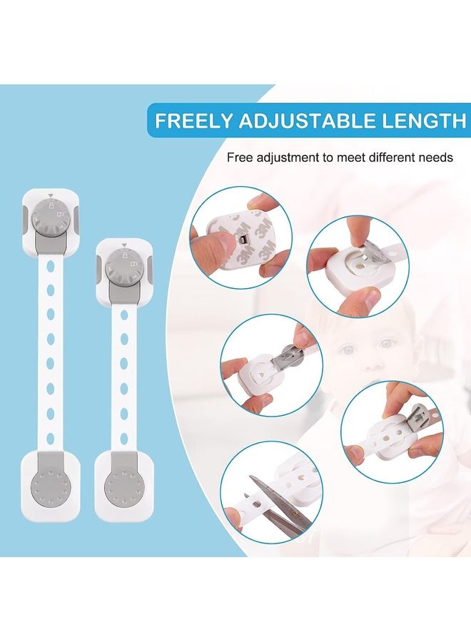 Captaintech Child Safety Lock Adjustable Double on Baby Anti-Clip Latch System For Cabinets Refrigerator Drawer - Image 5
