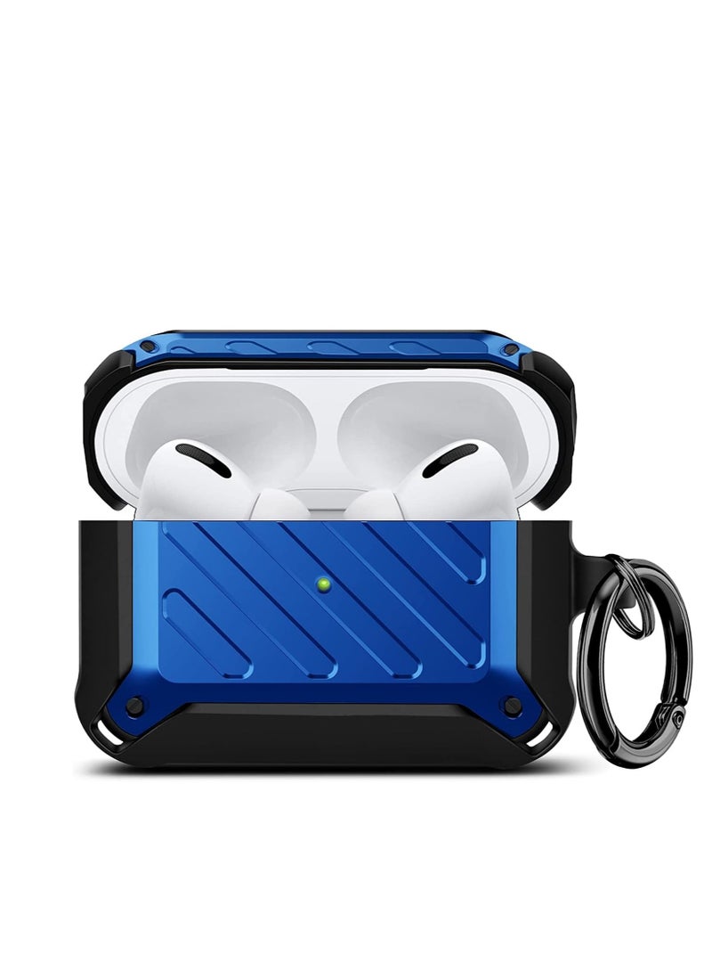 ANYOGRO AirPods Pro Case Cover with Keychain Full Body Protective Shockproof Hard Shell, Compatible with Airpods Pro 1st 2019Case for Women Men Front LED Visible Blue - Image 1