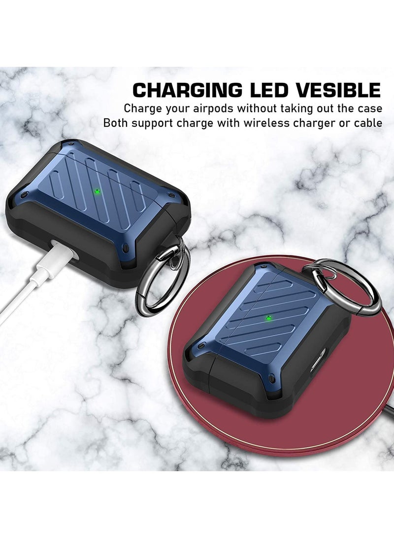 ANYOGRO AirPods Pro Case Cover with Keychain Full Body Protective Shockproof Hard Shell, Compatible with Airpods Pro 1st 2019Case for Women Men Front LED Visible Blue - Image 2