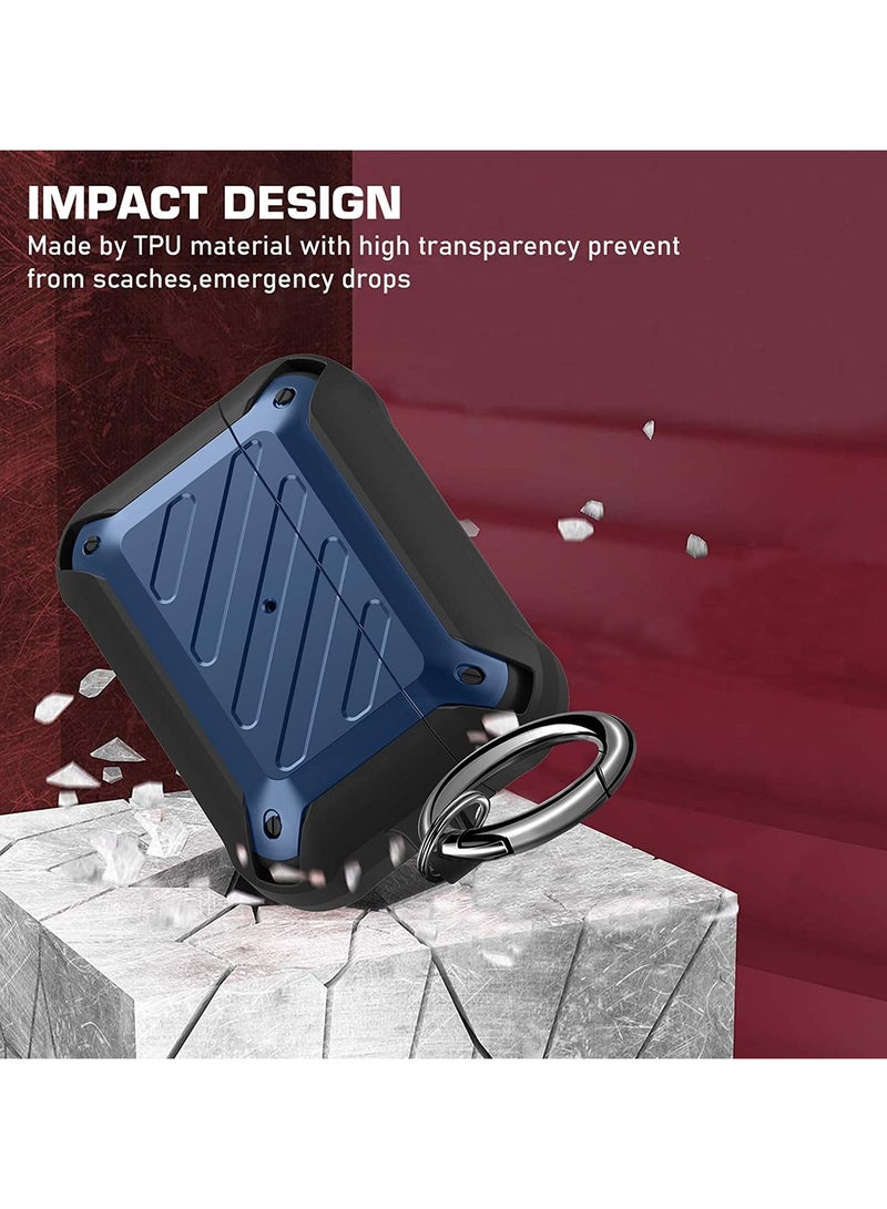 ANYOGRO AirPods Pro Case Cover with Keychain Full Body Protective Shockproof Hard Shell, Compatible with Airpods Pro 1st 2019Case for Women Men Front LED Visible Blue - Image 3