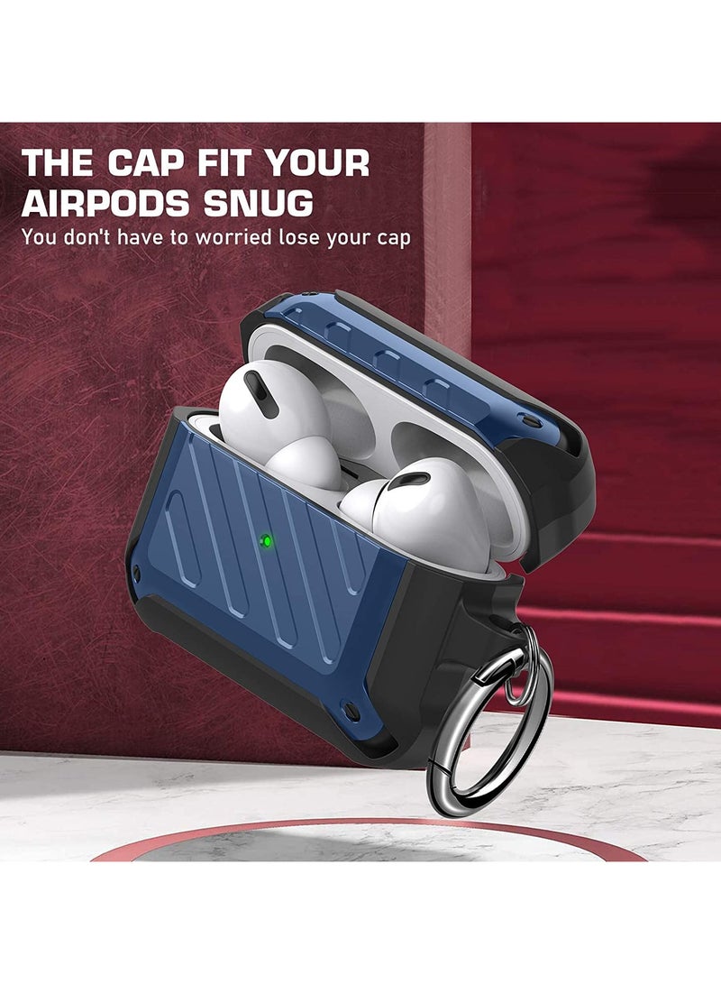 ANYOGRO AirPods Pro Case Cover with Keychain Full Body Protective Shockproof Hard Shell, Compatible with Airpods Pro 1st 2019Case for Women Men Front LED Visible Blue - Image 4