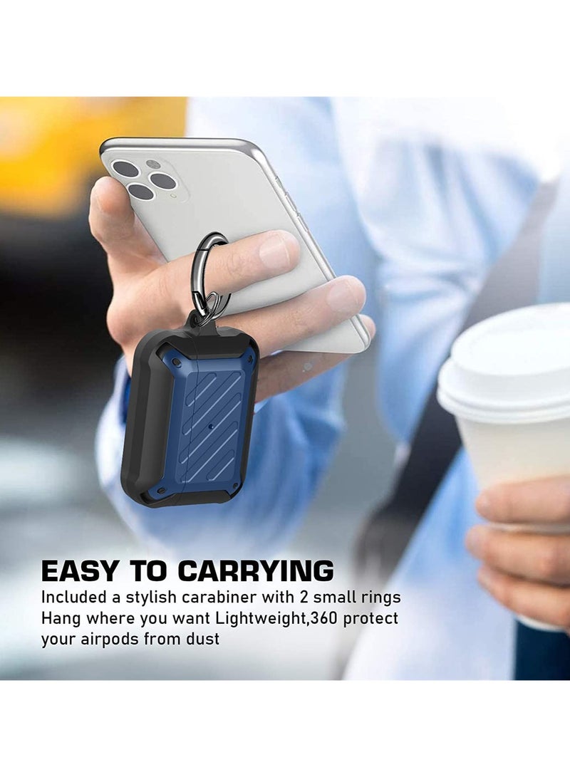 ANYOGRO AirPods Pro Case Cover with Keychain Full Body Protective Shockproof Hard Shell, Compatible with Airpods Pro 1st 2019Case for Women Men Front LED Visible Blue - Image 5