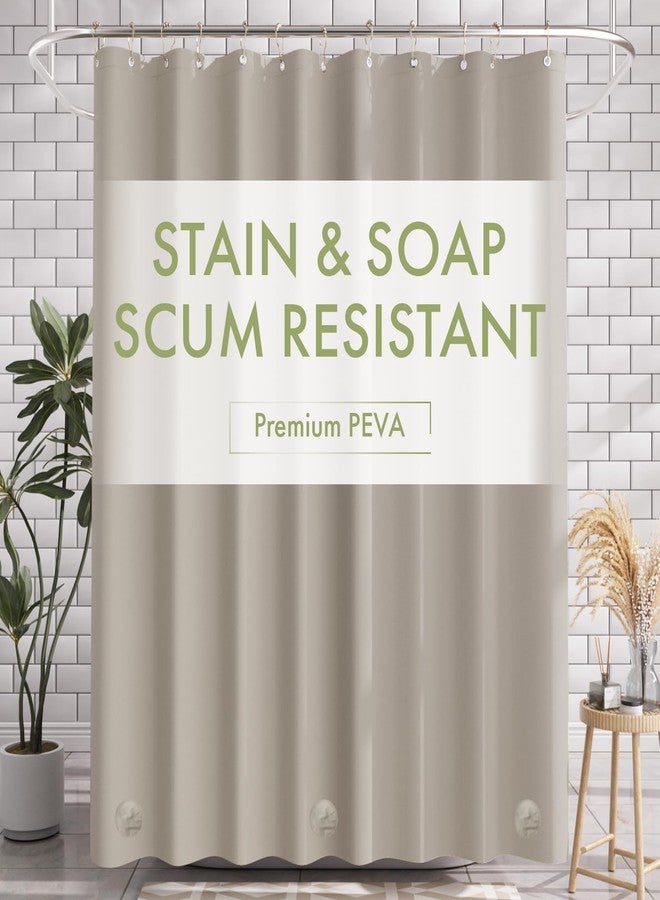 AmazerBath Shower Curtain Liner, 72x72 Tan Shower Curtain Liner, Cute Plastic Shower Curtain Liner, Lightweight Waterproof PEVA Khaki Shower Curtains for Bathroom with Magnets and 12 Grommet Holes - Image 1